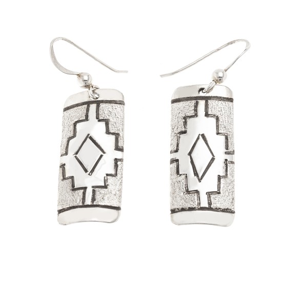 .925 Sterling Silver Certified Authentic Handmade Navajo Native American Earrings 18312