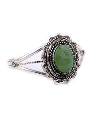 .925 Sterling Silver Certified Authentic Handmade Navajo Native American Natural Turquoise Cuff Bracelet 24544