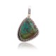 .925 Sterling Silver Certified Authentic Handmade Navajo Native American Natural Turquoise Delicate Pendant 15908-91