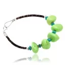 .925 Sterling Silver Navajo Native American Natural Turquoise Gaspeite Link Bracelet 370991361925
