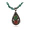 .925 Sterling Silver Certified Authentic Handmade Navajo Natural Turquoise Coral Native American Necklace 15033-15781