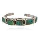 .925 Sterling Silver Handmade Navajo Natural Turquoise Native American Bracelet 92002-1