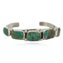 .925 Sterling Silver Handmade Navajo Natural Turquoise Native American Bracelet 92002-2