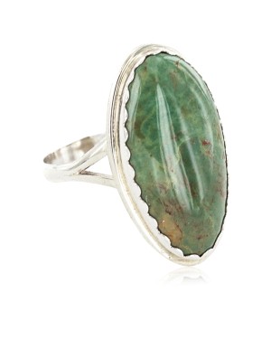 .925 Sterling Silver Certified Authentic Handmade Navajo Natural Turquoise Native American Ring 18188-5