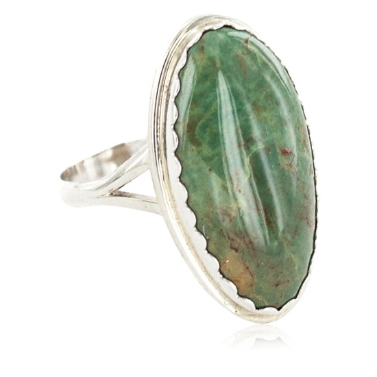 .925 Sterling Silver Certified Authentic Handmade Navajo Natural Turquoise Native American Ring 18188-5