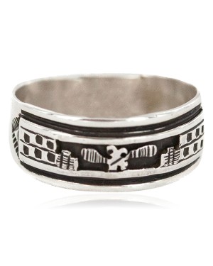 .925 Sterling Silver Certified Authentic Hopi Native American Ring Size 10  18310-2
