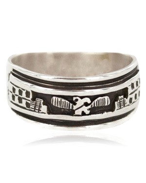 .925 Sterling Silver Certified Authentic Hopi Native American Ring Size 8 18310-3