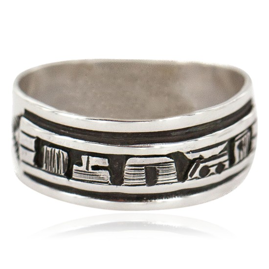.925 Sterling Silver Certified Authentic Hopi Story Teller Native American Ring Size 10 18310-1