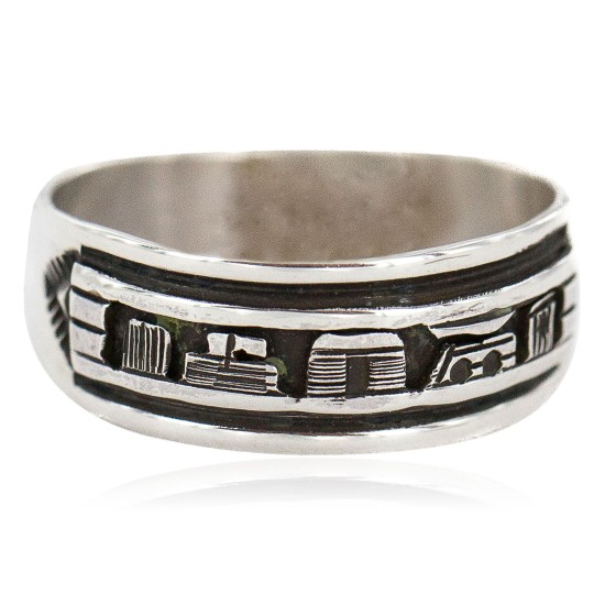 .925 Sterling Silver Certified Authentic Hopi Story Teller Native American Ring Size 12 18306