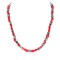 .925 Sterling Silver Certified Authentic Navajo Coral Natural Hematite Native American Necklace 25326