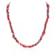 .925 Sterling Silver Certified Authentic Navajo Coral Natural Hematite Native American Necklace 25326
