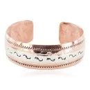 .925 Sterling Silver Navajo Handmade Native American Pure Copper Bracelet 13055-4