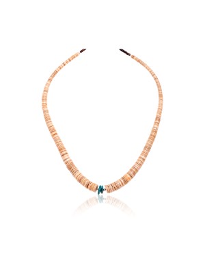 .925 Sterling Silver Certified Authentic Navajo Native American Natural Turquoise Graduated Heishi Necklace 7501006-72