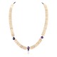 .925 Sterling Silver Certified Authentic Navajo Natural Amethyst Graduated Melon Shell Native American Necklace 750244