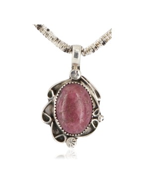 .925 Sterling Silver Certified Authentic Navajo Natural Charoite Native American Necklace 12908-9