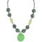 .925 Sterling Silver Certified Authentic Navajo Natural Gaspeite Native American Necklace 750212