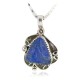 .925 Sterling Silver Certified Authentic Navajo Natural Lapis Native American Necklace 12908-7