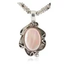 .925 Sterling Silver Certified Authentic Navajo Natural Mother of Pearl Native American Necklace 12908-2