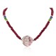 .925 Sterling Silver Certified Authentic Navajo Natural Ruby Opalite Sapphire Jade Hematite Native American Necklace  15768