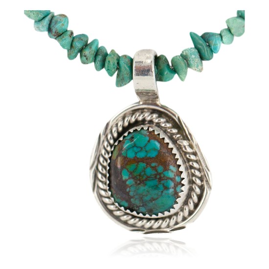 .925 Sterling Silver Certified Authentic Navajo Natural Spiderweb Turquoise Native American Necklace 18282-3-1601-10 .925 Sterling Silver Certified Authentic Navajo Natural Spiderweb Turquoise Native American Necklace 18282-3-1601-10
