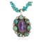 .925 Sterling Silver Certified Authentic Navajo Natural Spiderweb Turquoise Purple Spiny Oyster Native American Necklace 15608-15370