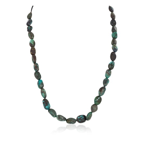 .925 Sterling Silver Certified Authentic Navajo Natural Spideweb Turquoise Native American Necklace 10225-101
