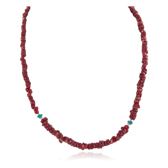 .925 Sterling Silver Certified Authentic Navajo Natural Turquoiose Coral Native American Necklace 750219 .925 Sterling Silver Certified Authentic Navajo Natural Turquoiose Coral Native American Necklace 750219