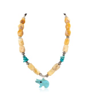 .925 Sterling Silver Certified Authentic Navajo Natural Turquoise Agate Native American Necklace 750245