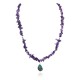 .925 Sterling Silver Certified Authentic Navajo Natural Turquoise Amethyst Native American Necklace 750225-1