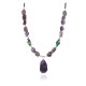 .925 Sterling Silver Certified Authentic Navajo Natural Turquoise Amethyst Native American Necklace 750230-2