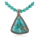 .925 Sterling Silver Certified Authentic Navajo Natural Turquoise and Coral Native American Necklace 15003-9-15222