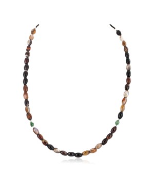 .925 Sterling Silver Certified Authentic Navajo Natural Turquoise Carnelian Native American Necklace  750234-1