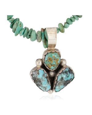 .925 Sterling Silver Certified Authentic Navajo Natural Turquoise Coral Native American Necklace 15040-23-790102