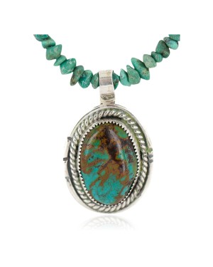 .925 Sterling Silver Certified Authentic Navajo Natural Turquoise Coral Native American Necklace 18281-1-1601-10
