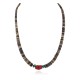 .925 Sterling Silver Certified Authentic Navajo Natural Turquoise Graduated Heishi Coral Native American Necklace 95004-10