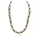 .925 Sterling Silver Navajo Natural Turquoise Jasper Black Onyx Native American Necklace 750209-5
