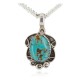 .925 Sterling Silver Certified Authentic Navajo Natural Turquoise Native American Necklace 12908-5