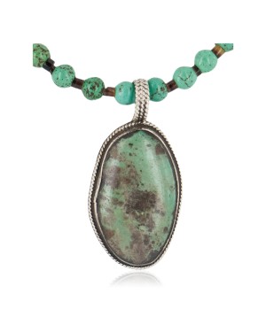 .925 Sterling Silver Certified Authentic Navajo Natural Turquoise Native American Necklace 15003-1-15338