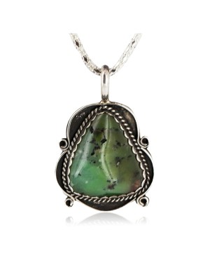 .925 Sterling Silver Certified Authentic Navajo Natural Turquoise Native American Necklace 15040-11