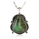 .925 Sterling Silver Certified Authentic Navajo Natural Turquoise Native American Necklace 15040-11