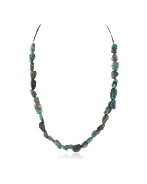 .925 Sterling Silver Certified Authentic Navajo Natural Turquoise Native American Necklace 1579-12