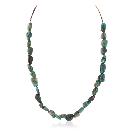 .925 Sterling Silver Certified Authentic Navajo Natural Turquoise Native American Necklace 1579-12