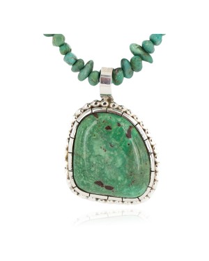 .925 Sterling Silver Certified Authentic Navajo Natural Turquoise Native American Necklace 18300-1570