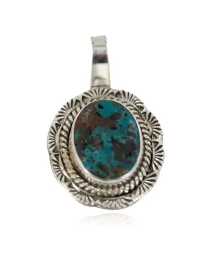.925 Sterling Silver Navajo Natural Turquoise Native American Pendant 94001-2