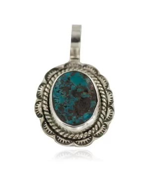 .925 Sterling Silver Navajo Natural Turquoise Native American Pendant 94001-3