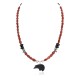 .925 Sterling Silver Certified Authentic Navajo Natural Turquoise Red Jasper Black Onyx Jet Native American Necklace 24511-5