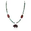 .925 Sterling Silver Navajo Turquoise Red Jasper Heishi Necklace 750226-6
