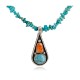 .925 Sterling Silver Certified Authentic Navajo Natural Turquoise Spiny Oyster Coral Native American Necklace  14863-14-15222