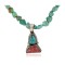 .925 Sterling Silver Certified Authentic Navajo Natural Turquoise Spiny Oyster Lapis Native American Necklace  14492-28-15781