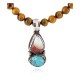 .925 Sterling Silver Certified Authentic Navajo Natural Turquoise Spiny Oyster Tigers Eye Native American Necklace 14492-27-10225